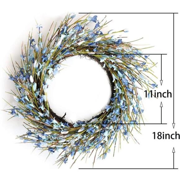 18inch Artificial Forsythia Flower Wreath, All Year Around Wreath for Front Door - Picture 2 of 7
